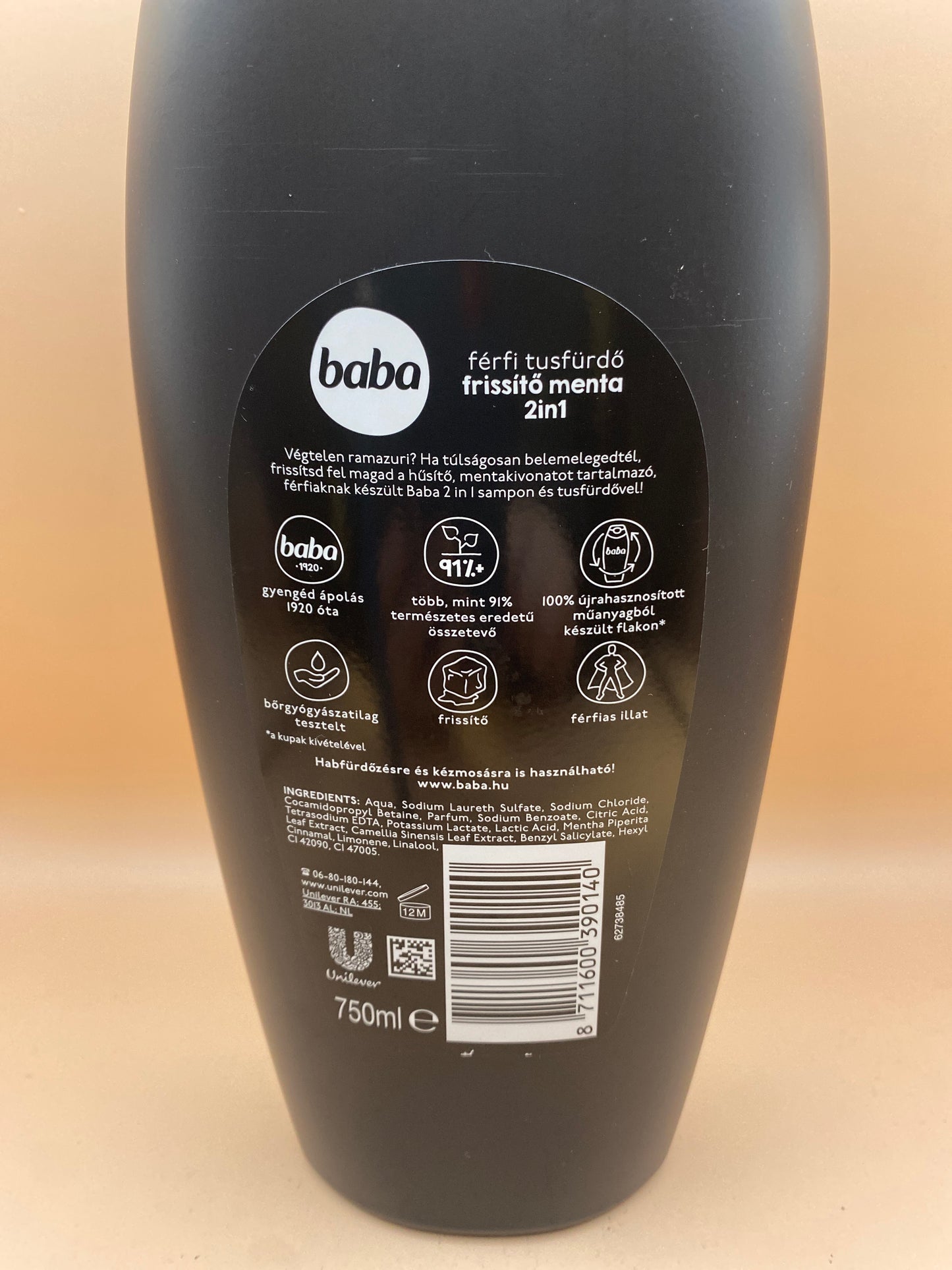 Baba Férfi tusfürdő 750 ml        Frissítő menta 2 in 1