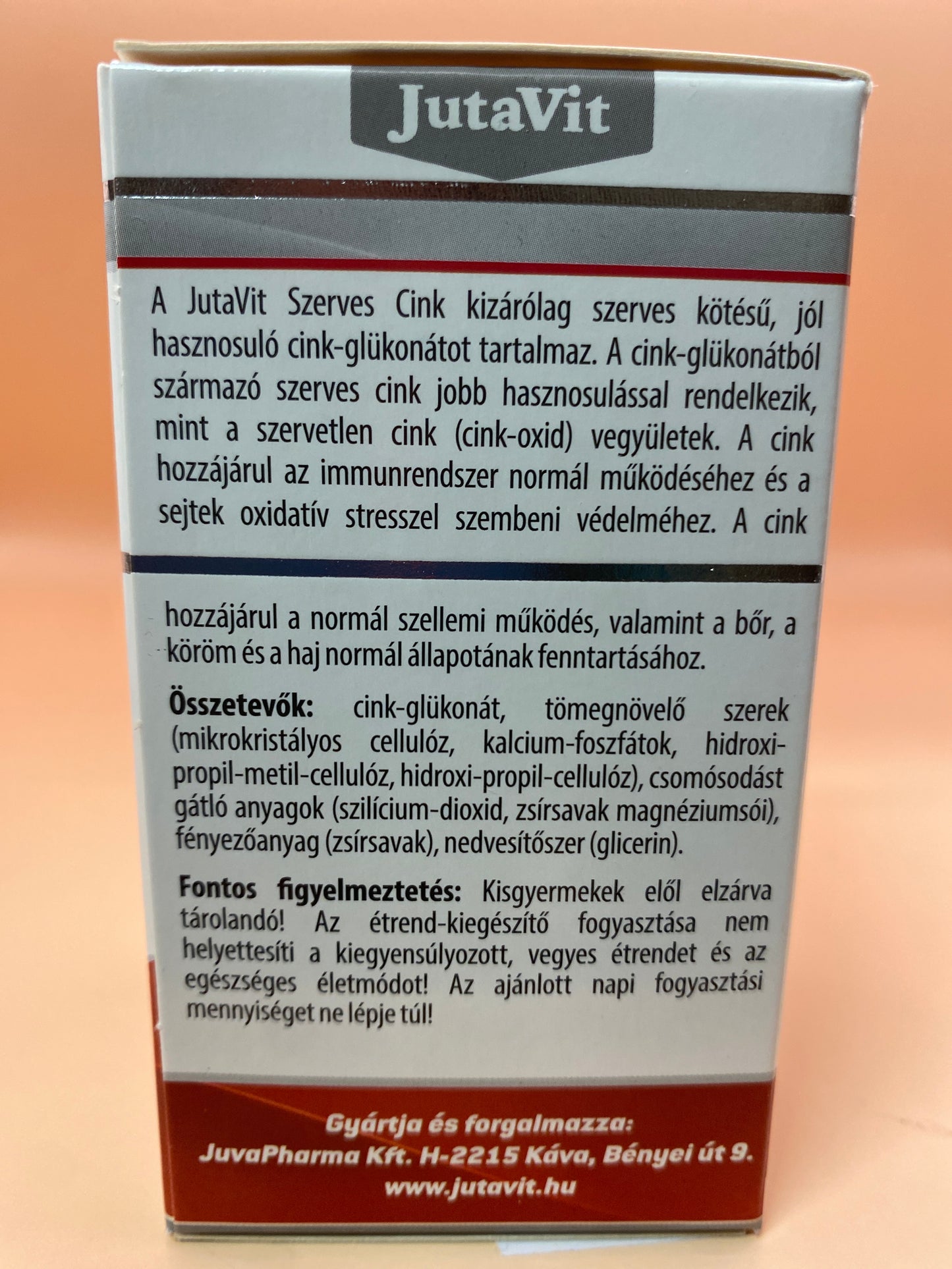 JutaVit Szerves Cink 25mg 100 darab filmtabletta