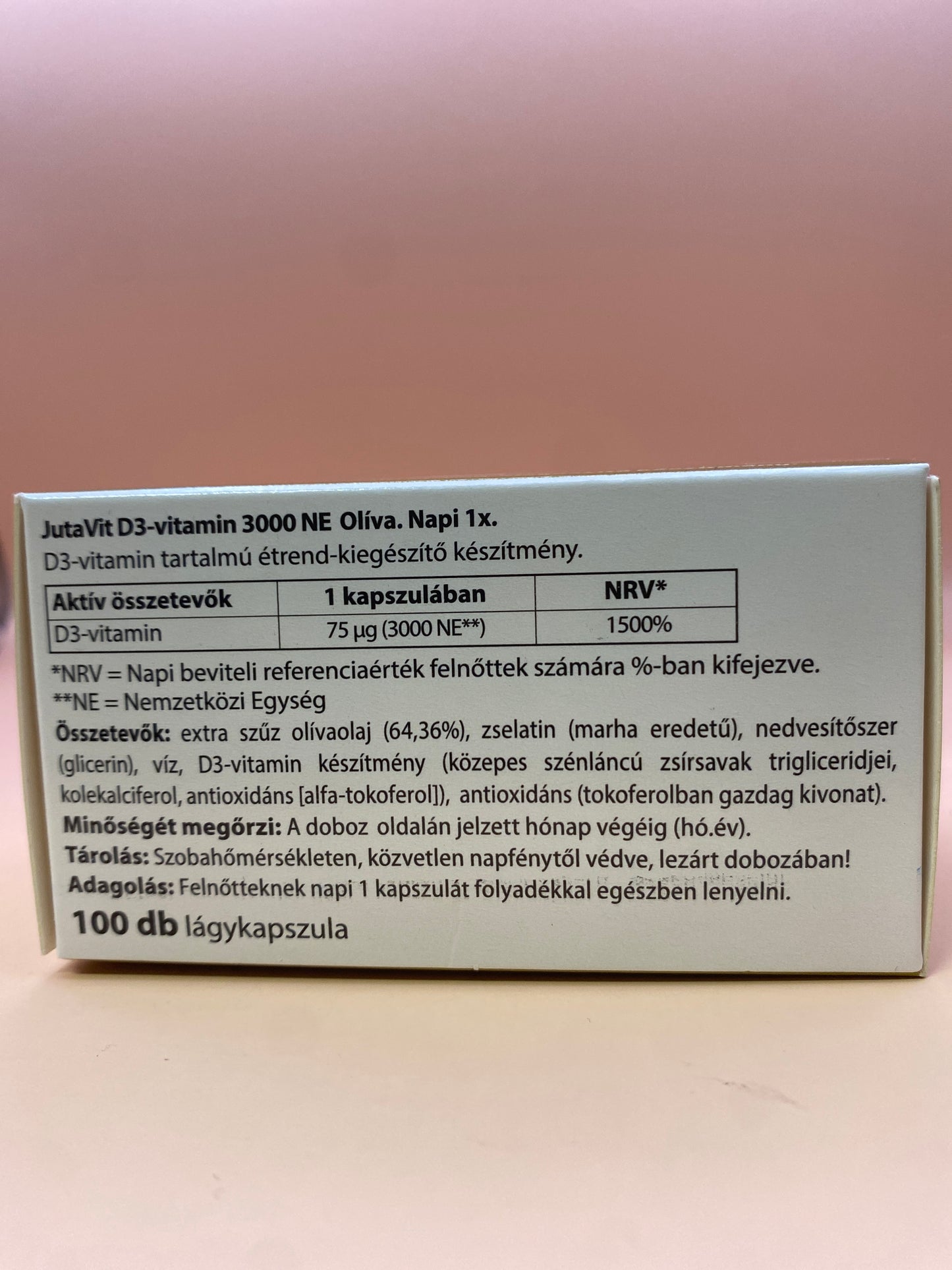 JutaVit D3-vitamin 3000 NE Olíva 100 darab