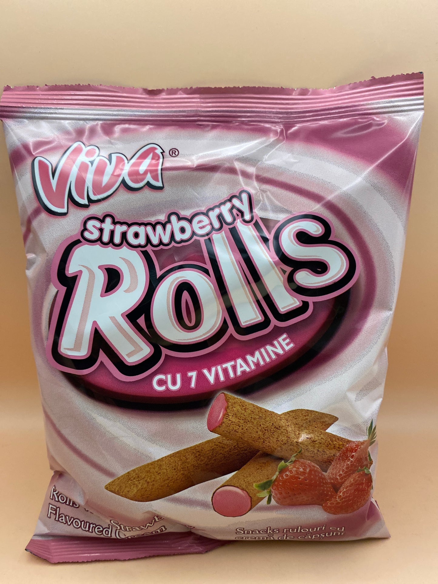 Viva Rolls Epres ízű krémmel töltött gabonarudacska 100g