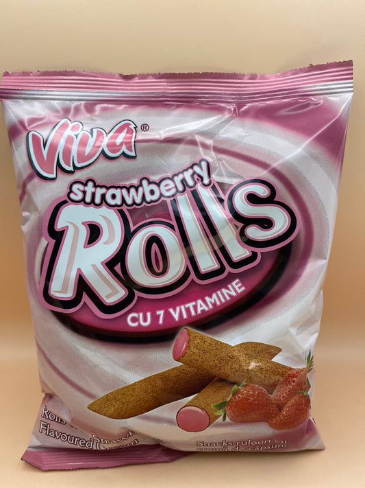 Viva Rolls Epres ízű krémmel töltött gabonarudacska 100g