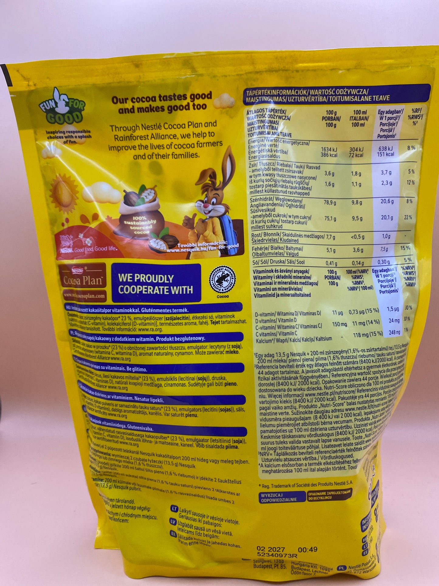 Nestlé Nesquik Classic instant cukrozott kakaó italpor vitaminokkal 600g