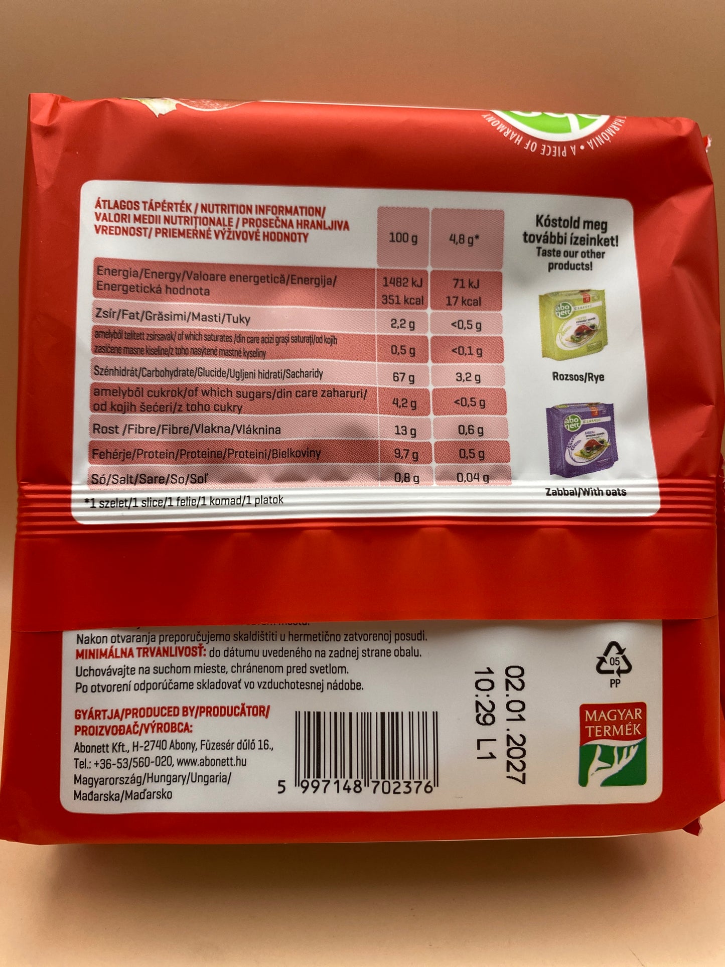 Abonett extrudált kenyér 100g Pizzás