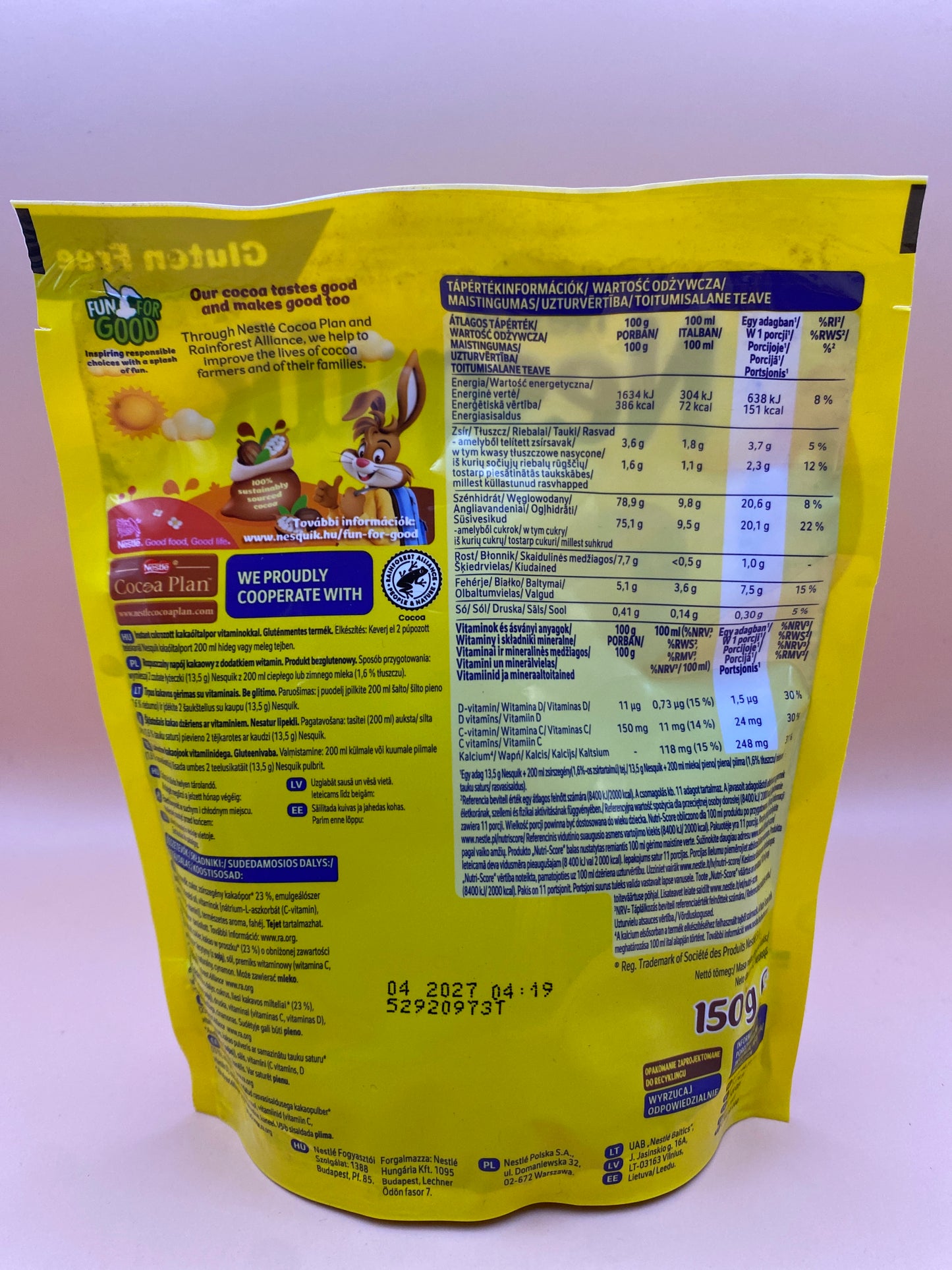 Nestlé Nesquik instant cukrozott kakaóitalpor vitaminokkal 150g
