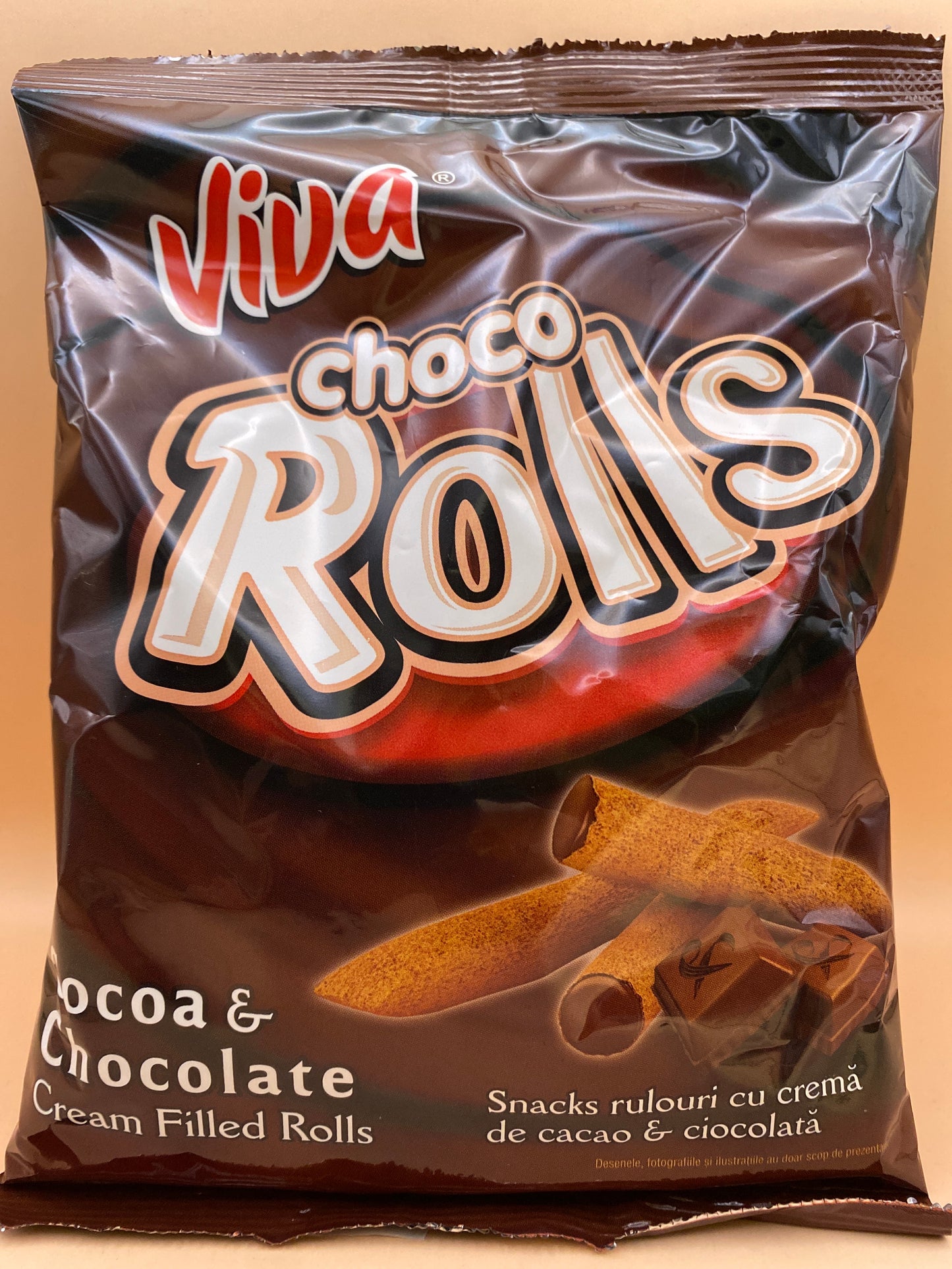 Viva Choco Rolls kakaós-csokoládé krémmel töltött gabonarudacska 100g