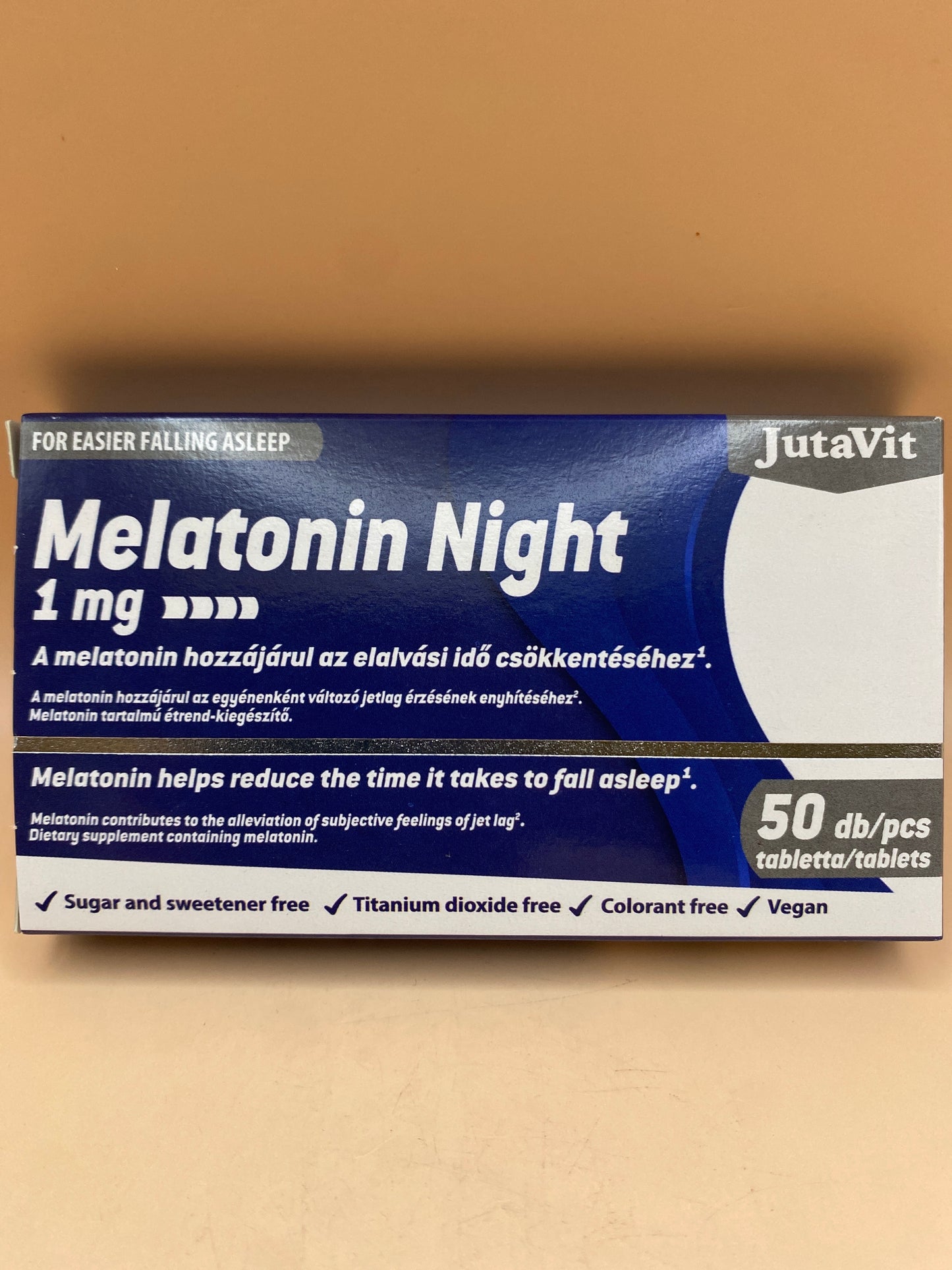 JutaVit Melatonin Night 1 mg étrend-kiegészítő készítmény a könnyebb elalvásért 50 darab