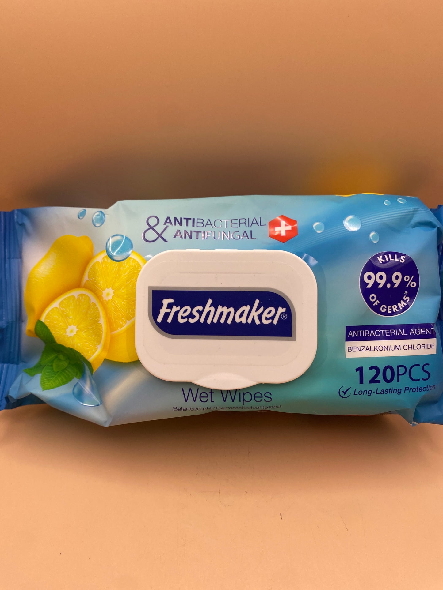 Freshmaker Fertőtlenítő hatású nedves törlőkendő 120 lap  Citrom illat