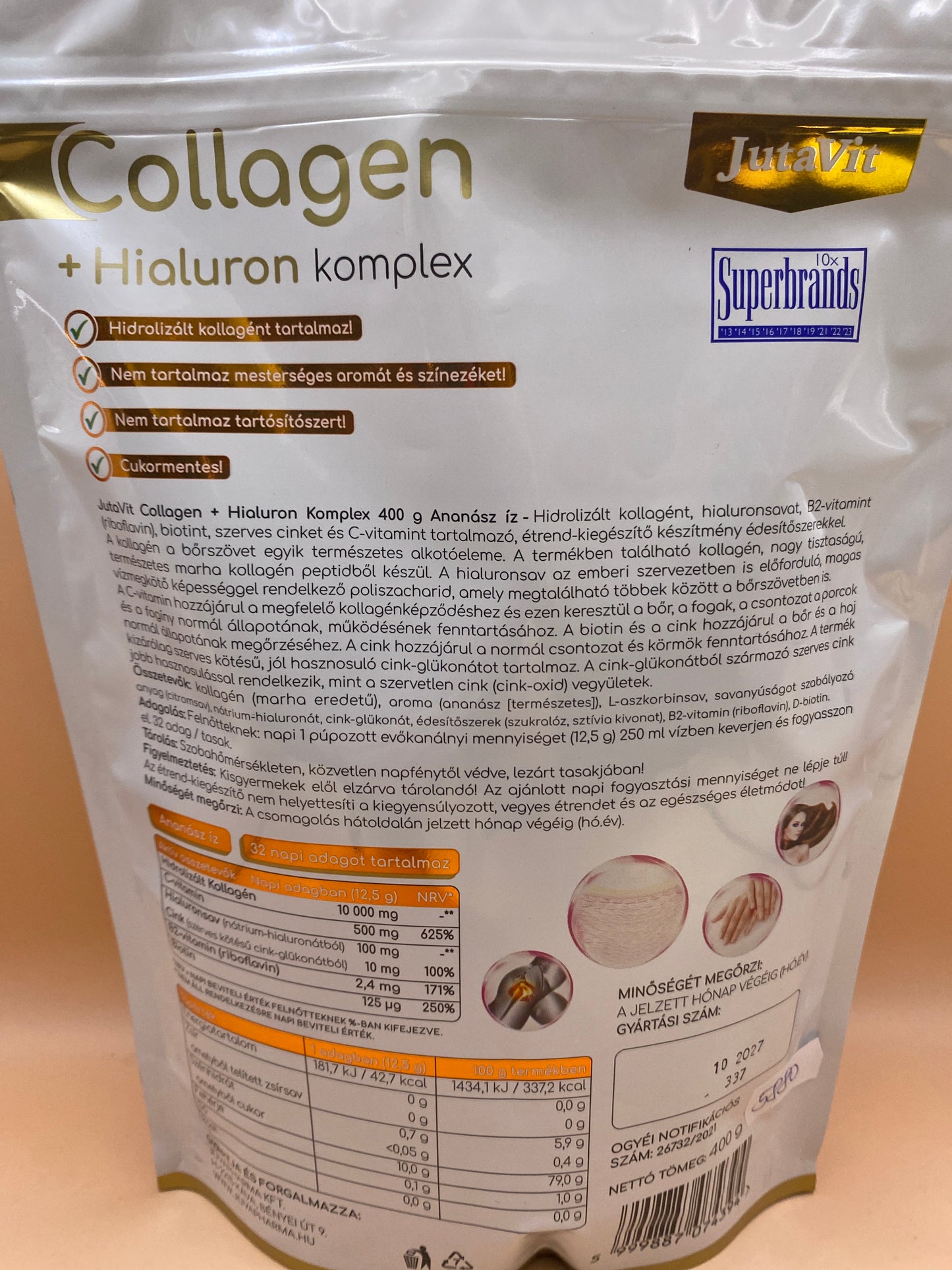JutaVit Collagen + Hialuron komplex 400g Ananász íz