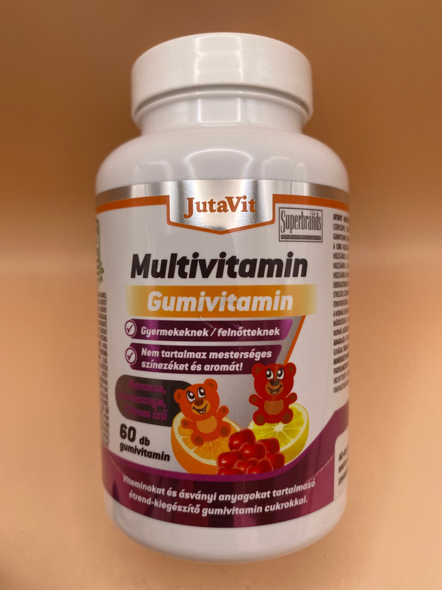 JutaVit Multivitamin Gumivitamin Narancs, cseresznye és citrom ízű 60 darab gumivitamin