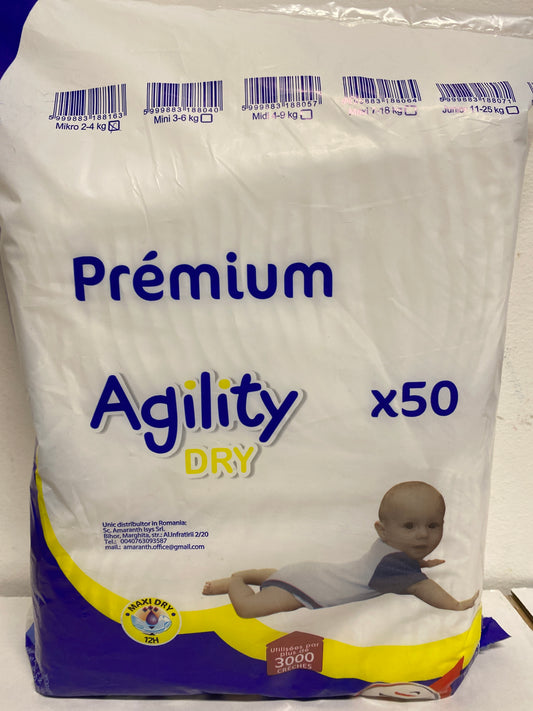 Agility Dry Prémium pelenka       Mikro 2-4kg 50 darab