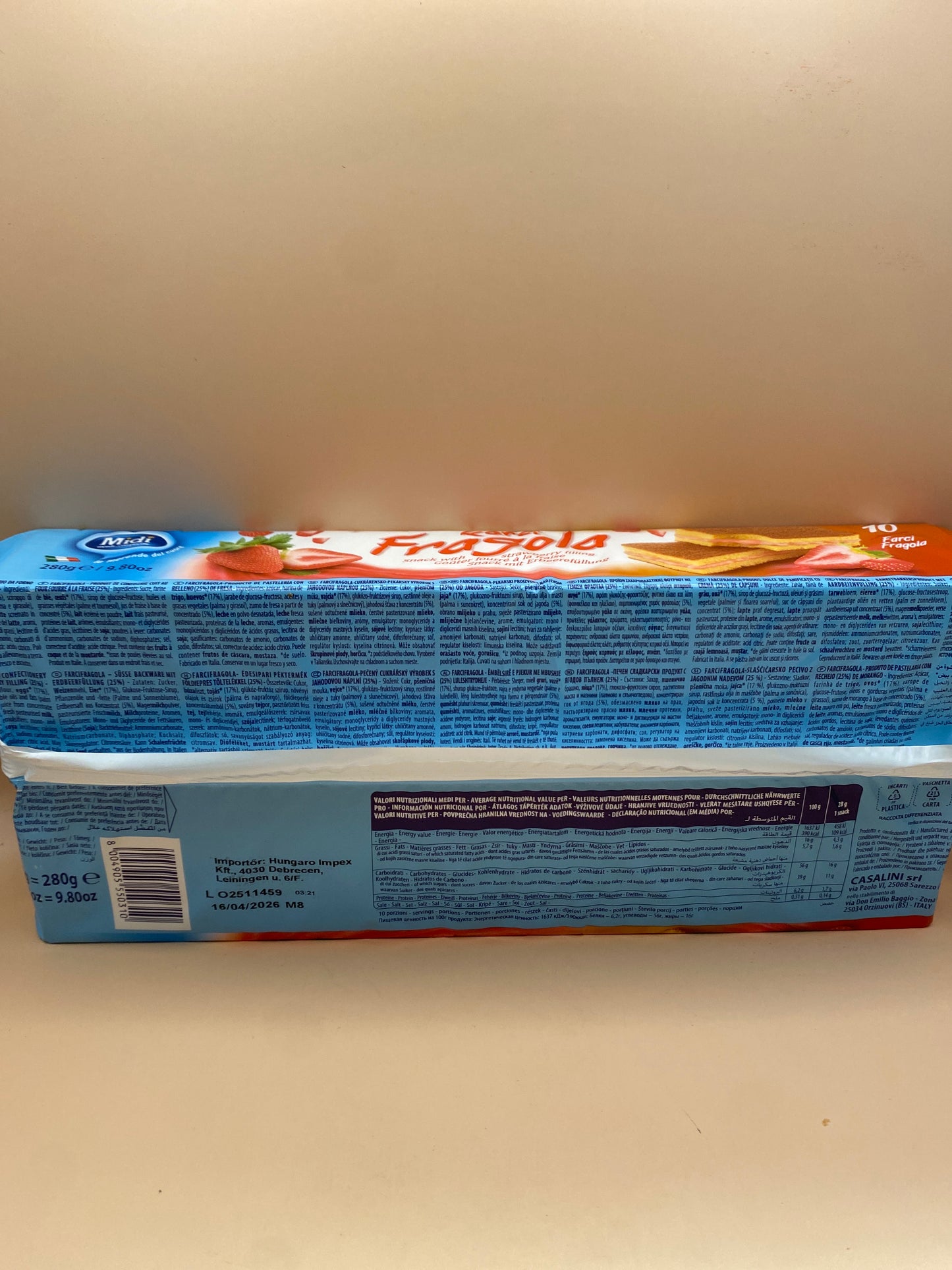 Midi piskóta Földiepres töltelékkel 280g (10x28g)