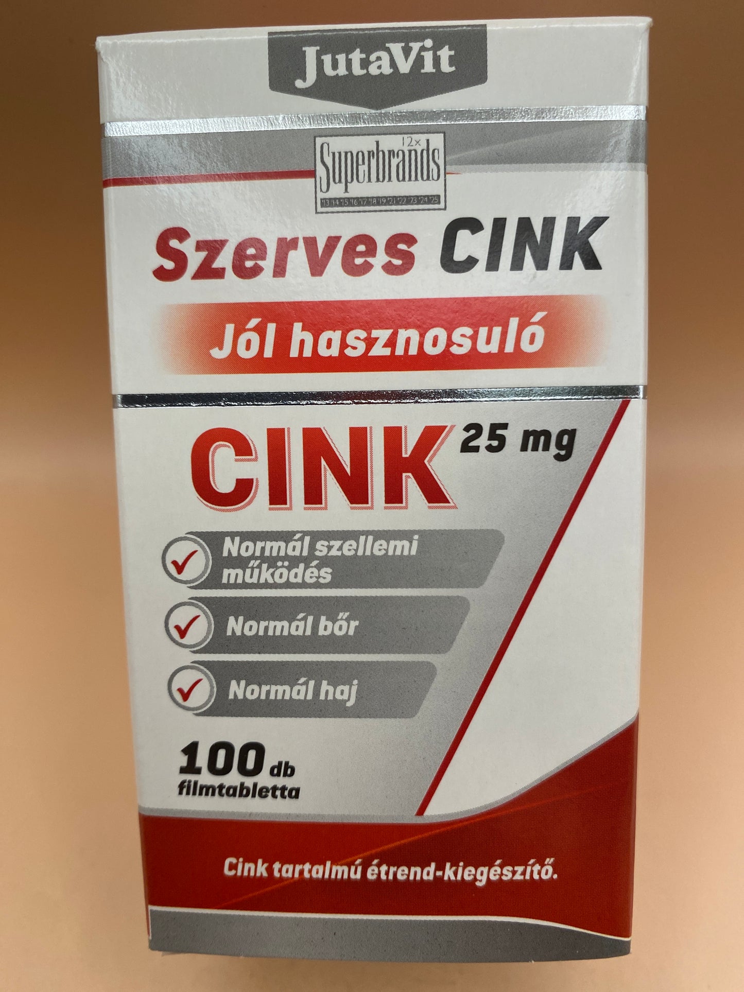 JutaVit Szerves Cink 25mg 100 darab filmtabletta