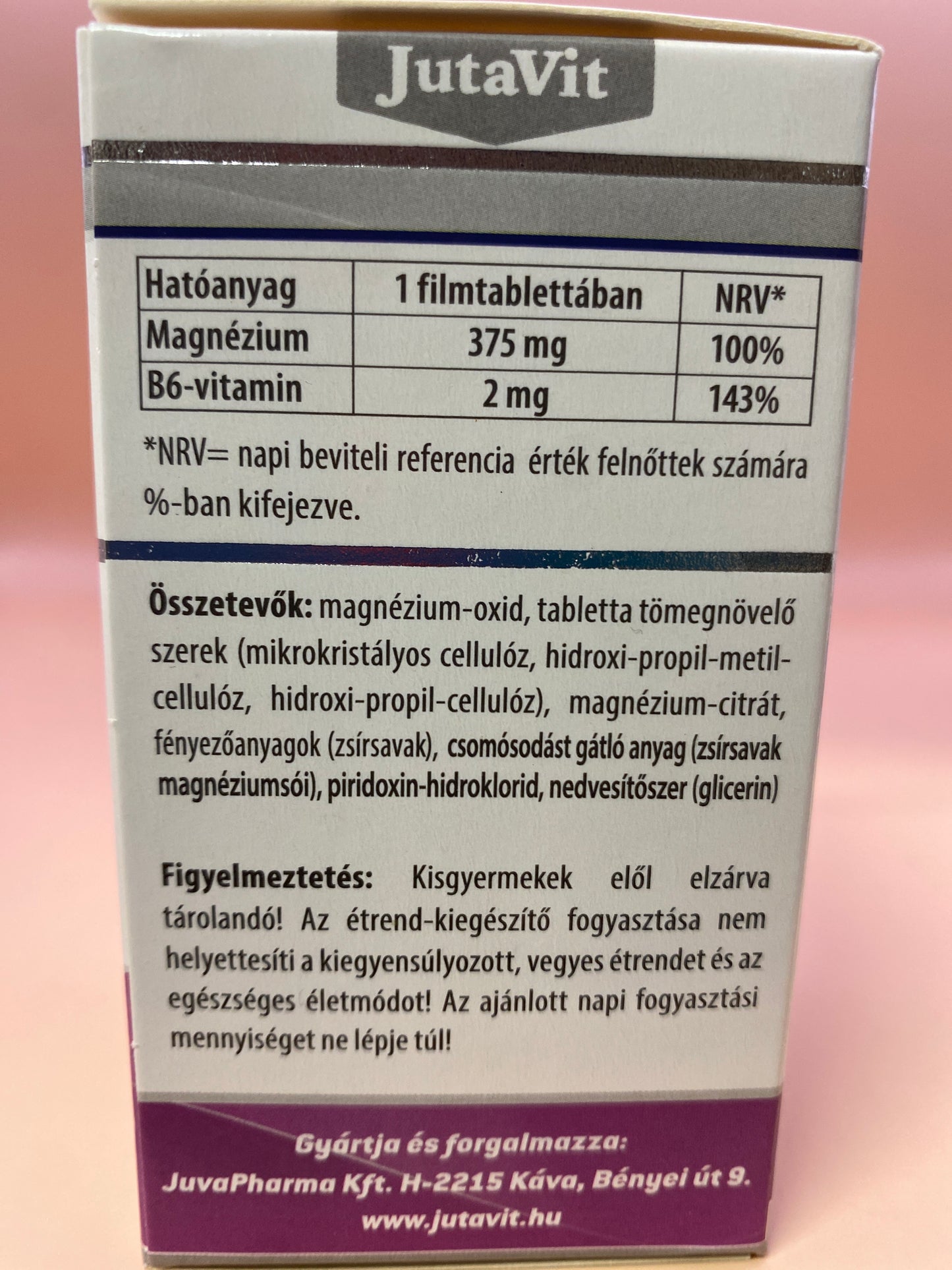 JutaVit Magnézium 375mg + B6 60 darab filmtabletta