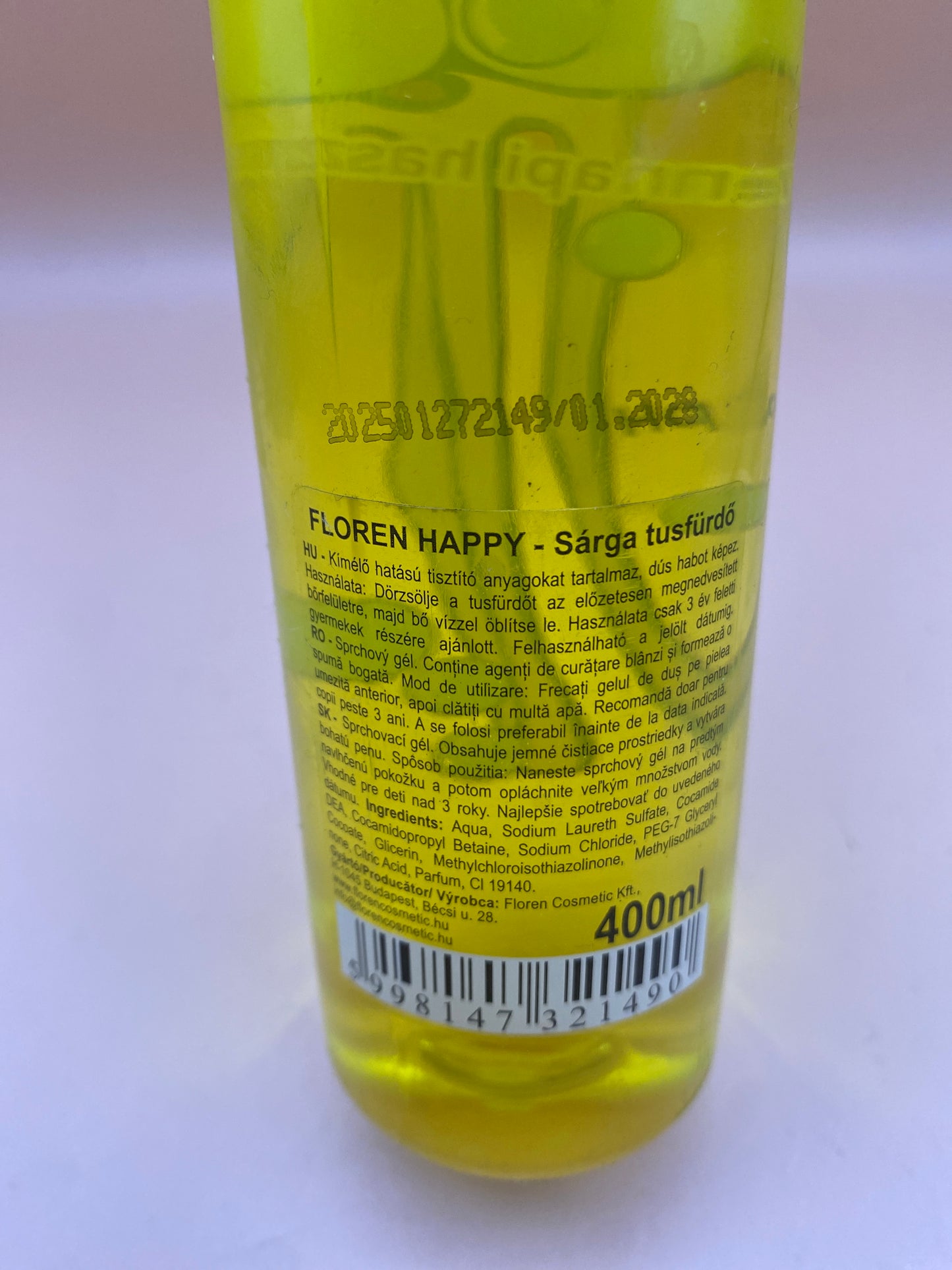 Floren Happy Sárga tusfürdő 400 ml