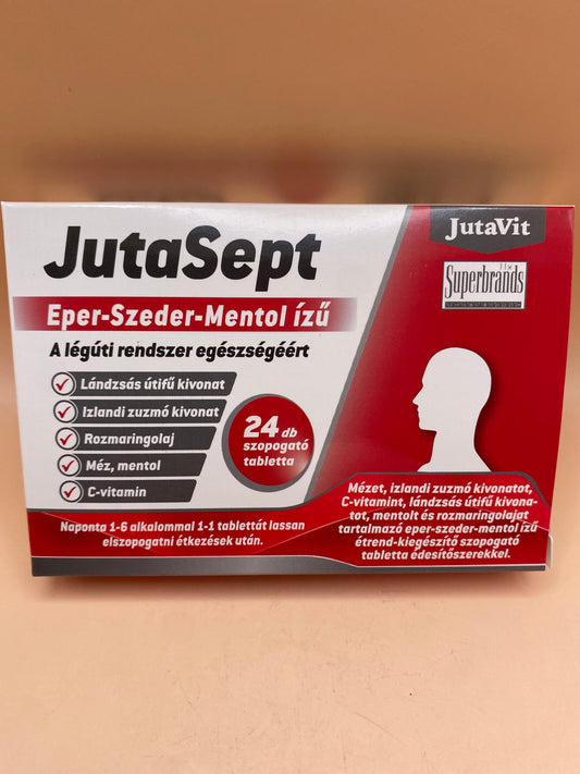 JutaSept Szopogató tabletta 24 darab Eper-szeder-mentol ízű