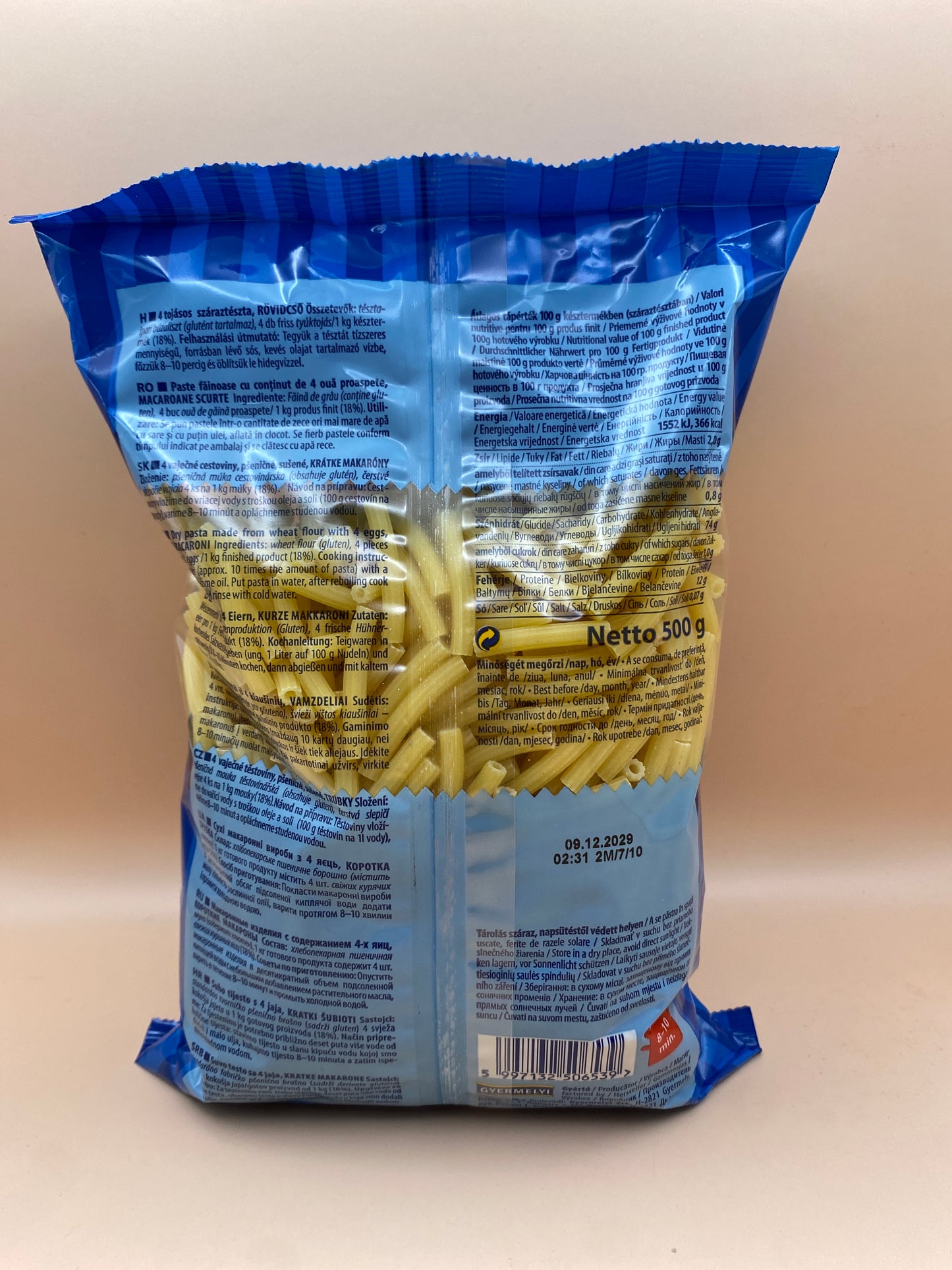 Gyermelyi 4 tojásos száraztészta Rövidcső 500g