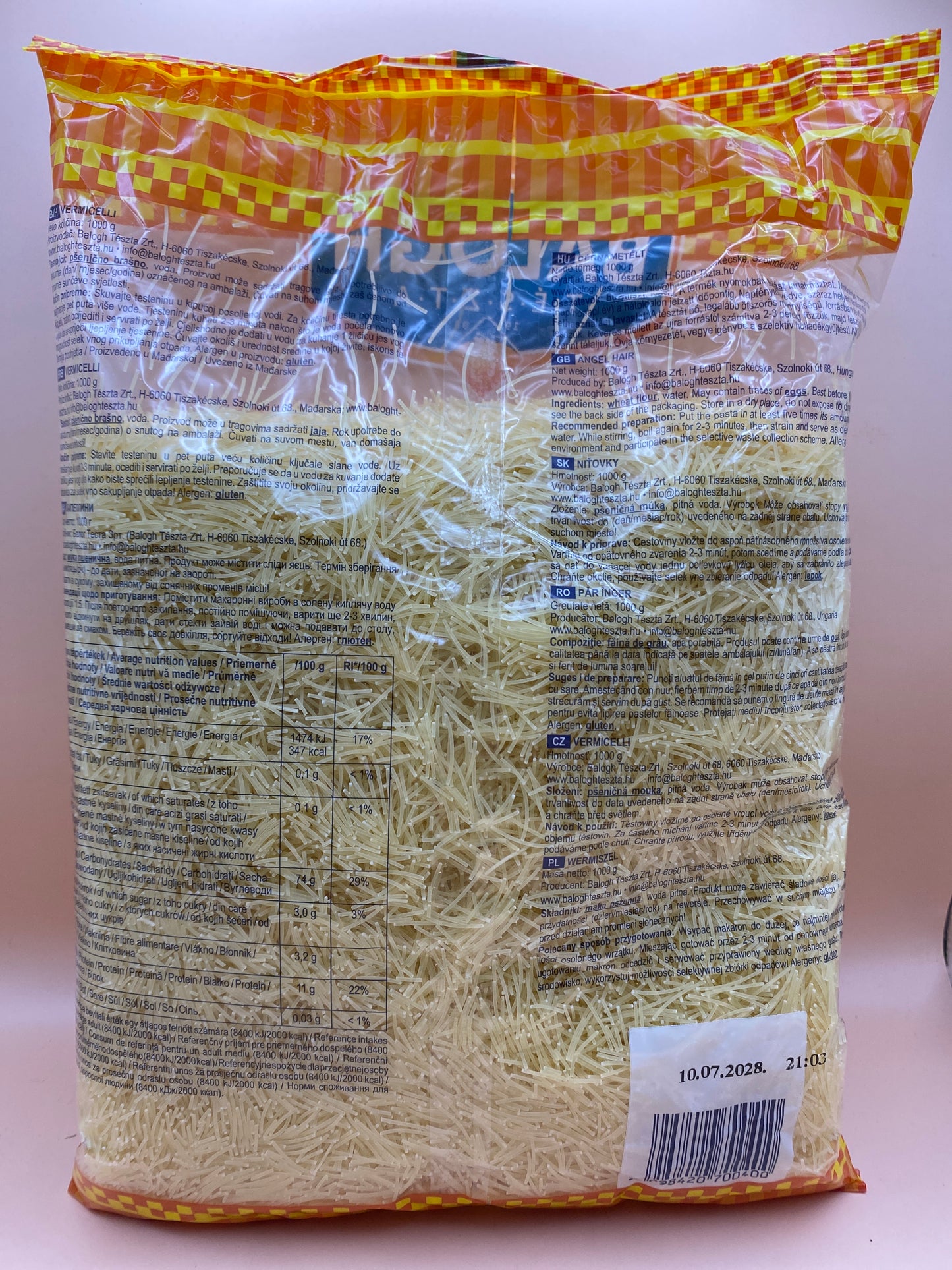Balogh családi száraztészta 1kg Cérnametélt