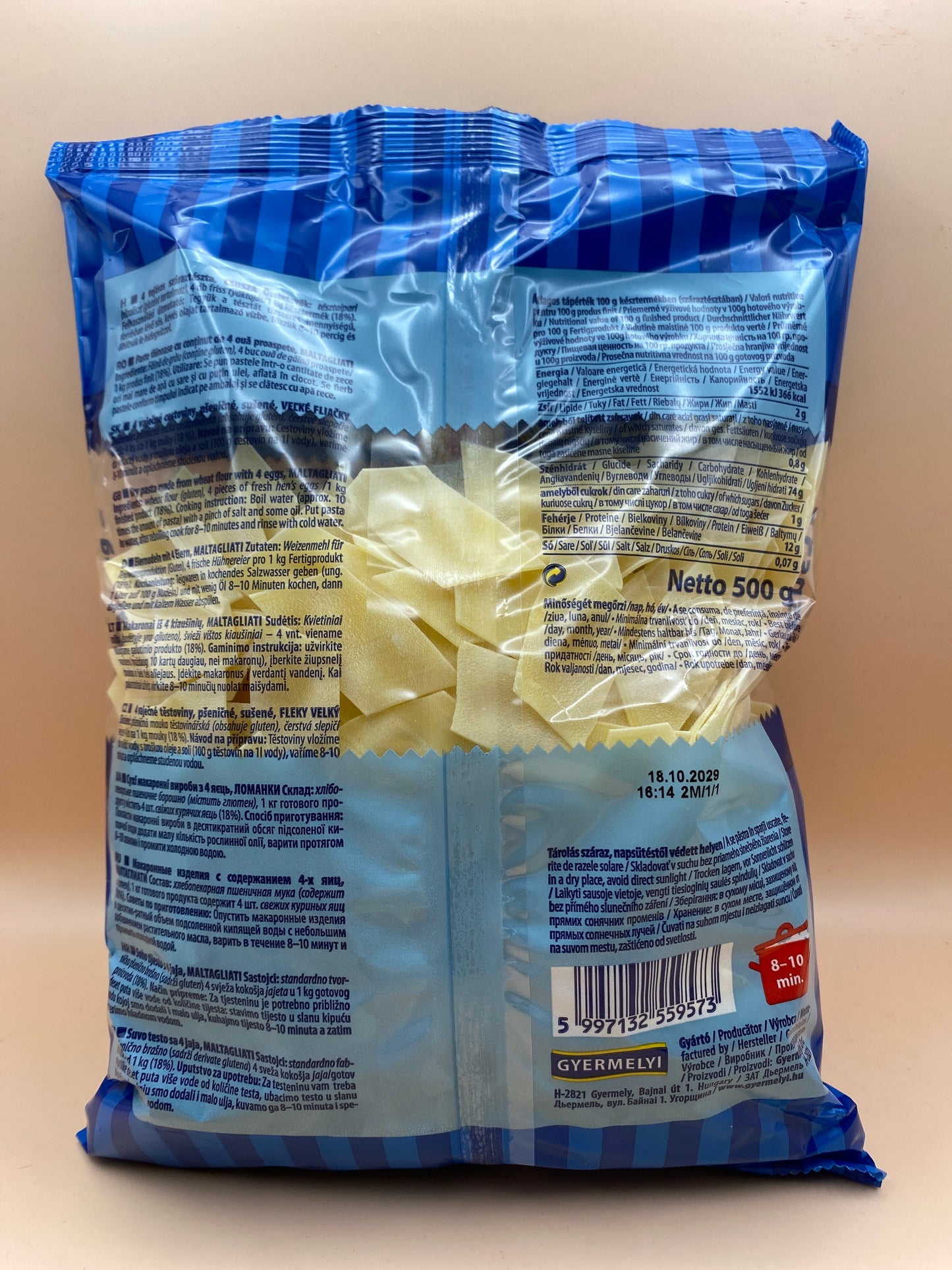 Gyermelyi 4 tojásos száraztészta Csúszás 500g