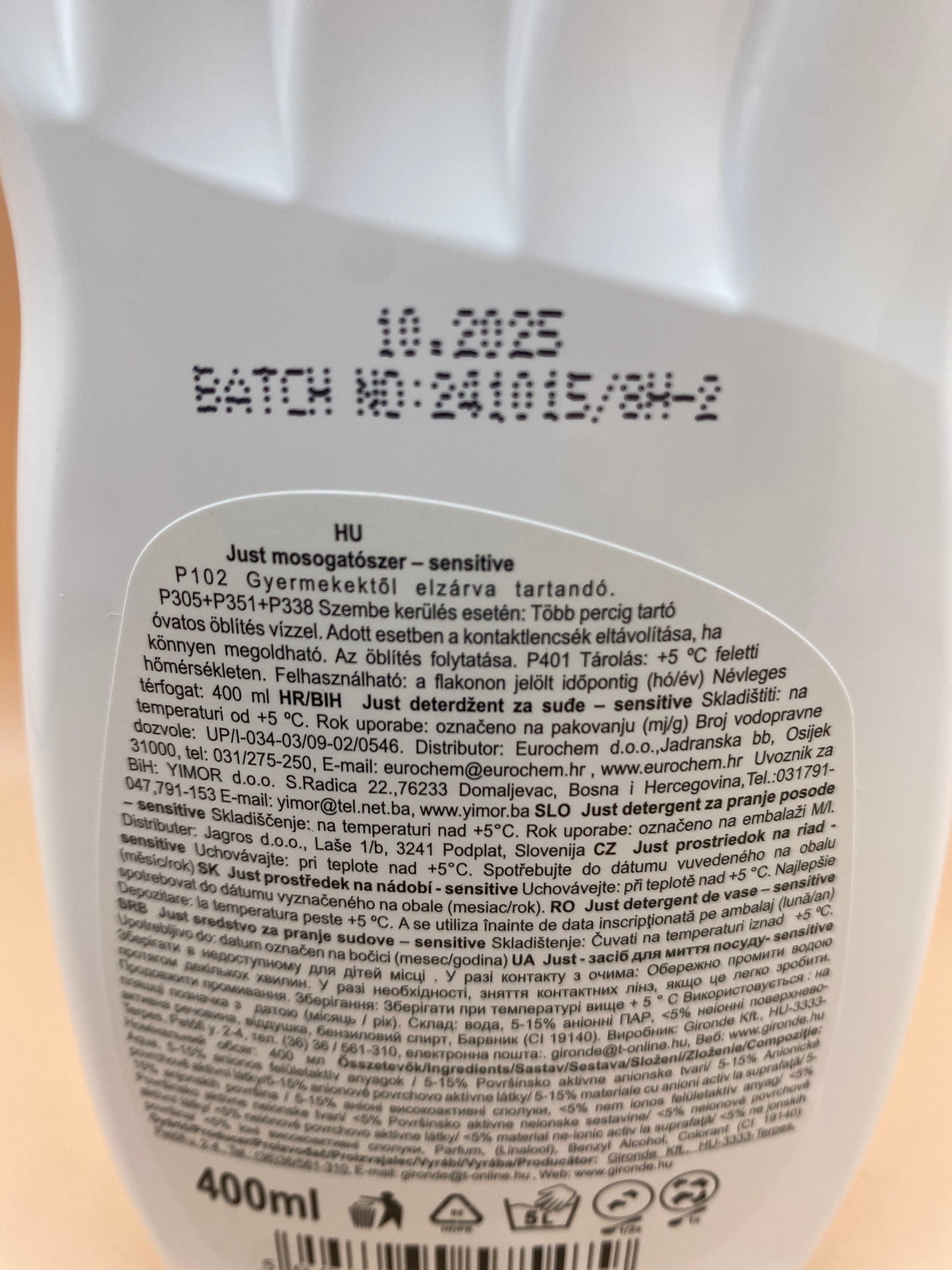 Just Sensitive mosogatószer 400 ml