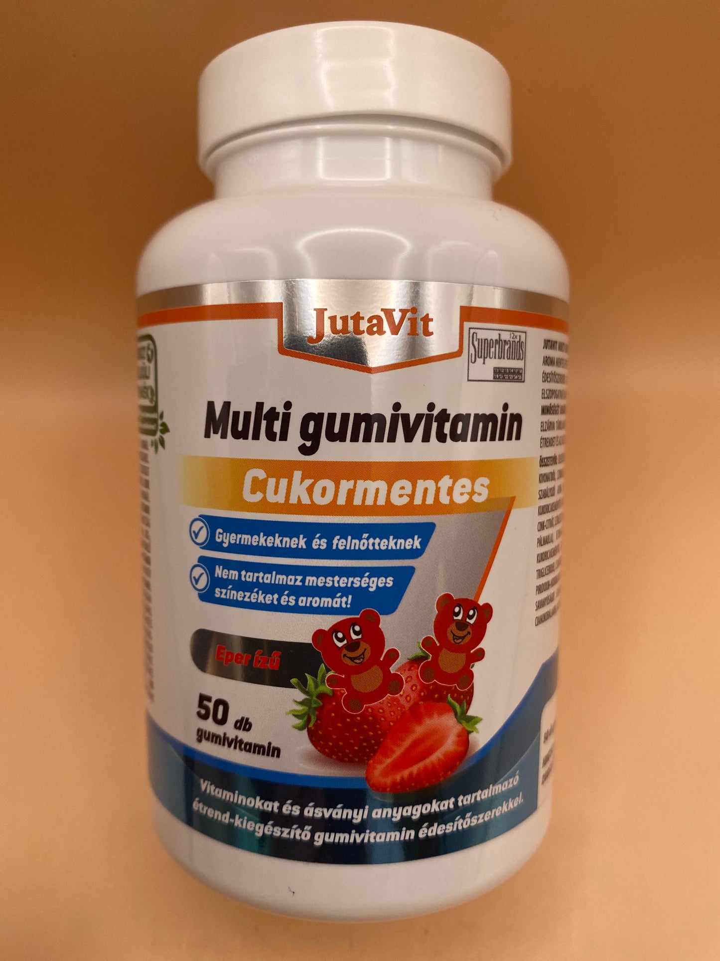 JutaVit Multi gumivitamin Cukormentes Eper ízű 50 darab gumivitamin