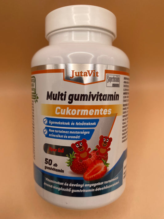 JutaVit Multi gumivitamin Cukormentes Eper ízű 50 darab gumivitamin
