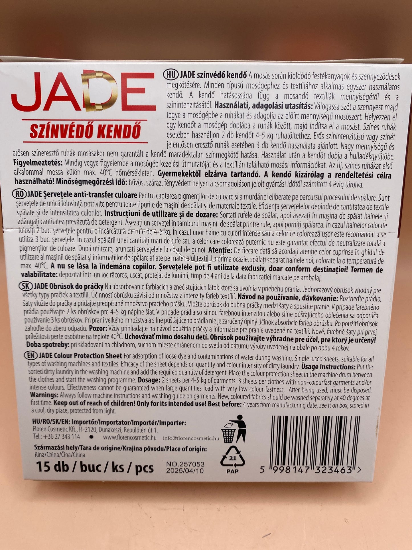 Jade Színvédő kendő 15 darab