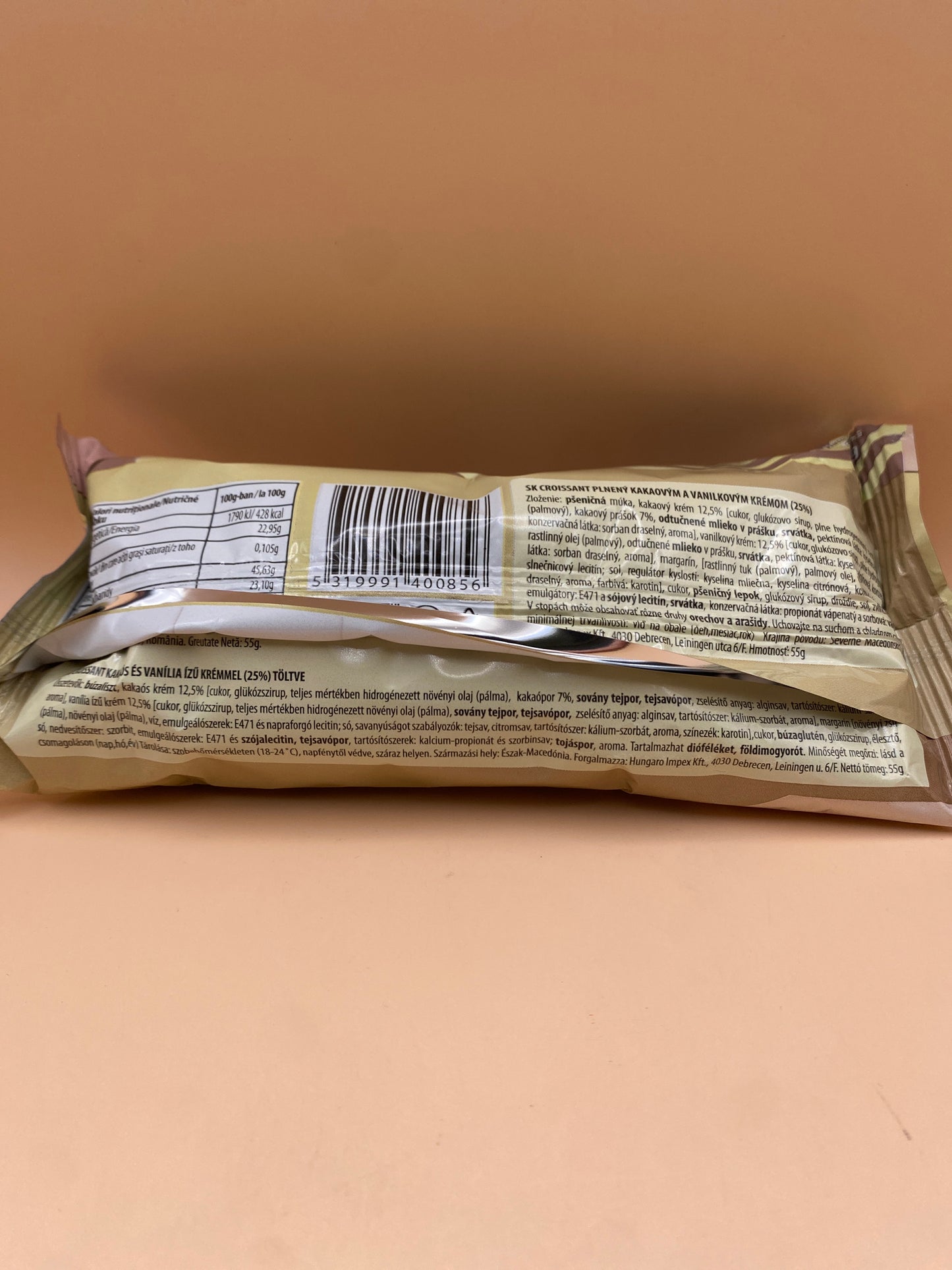 Perottino Croissant kakaós és vanília ízű krémmel töltve 55g