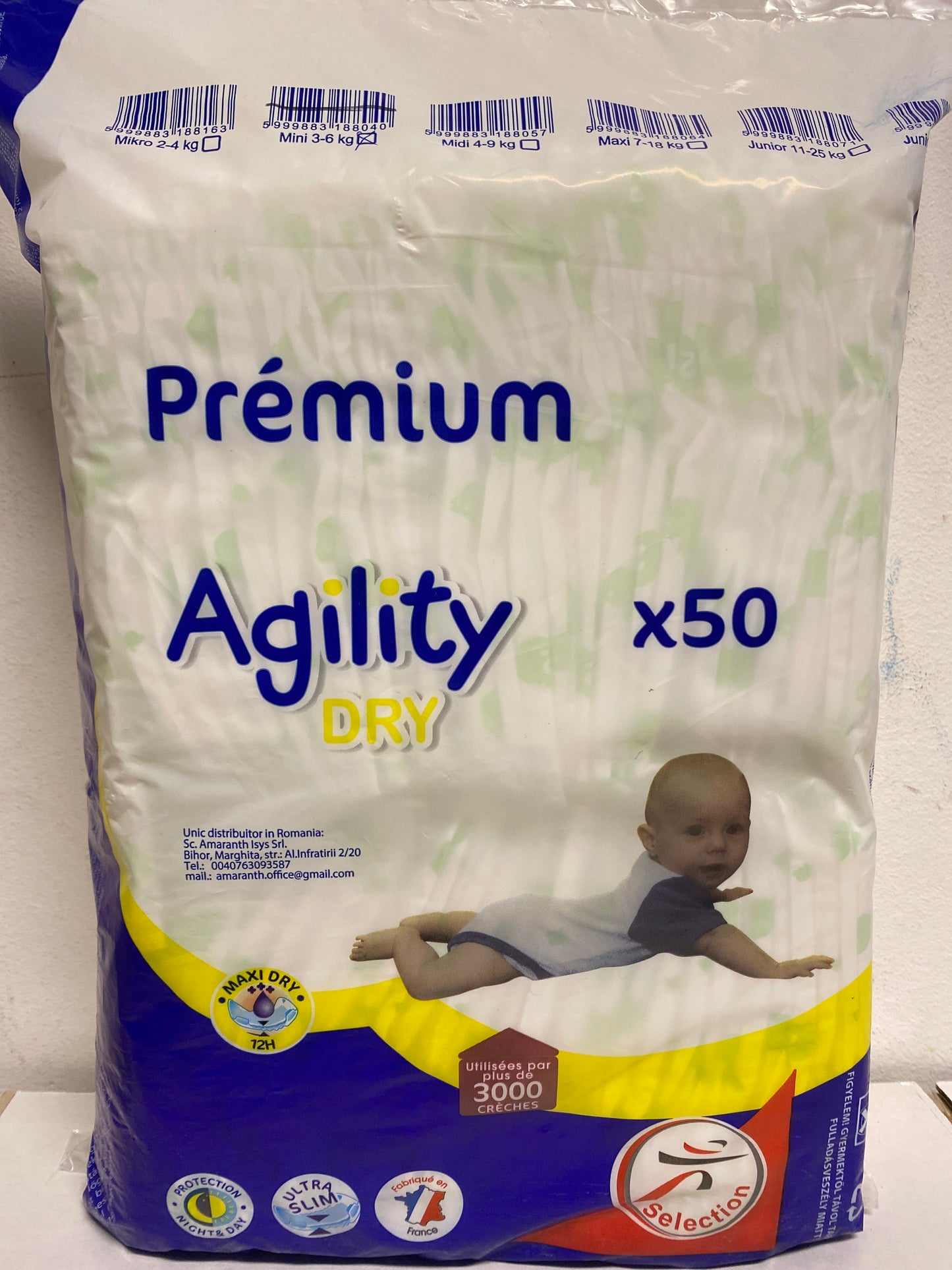 Agility Dry Prémium pelenka.        Mini 3-6kg 50 darab