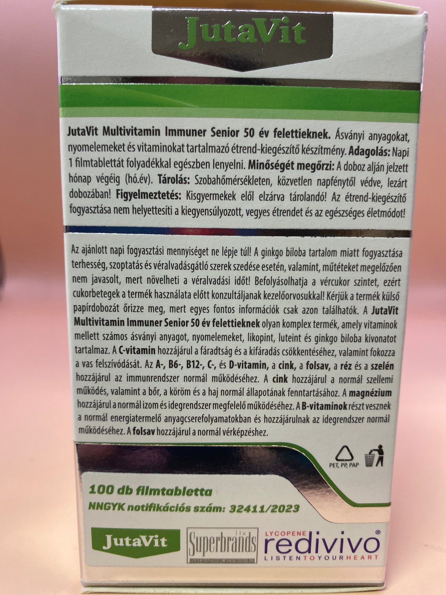 JutaVit Multivitamin Immuner 50 év felettieknek 100 darab filmtabletta