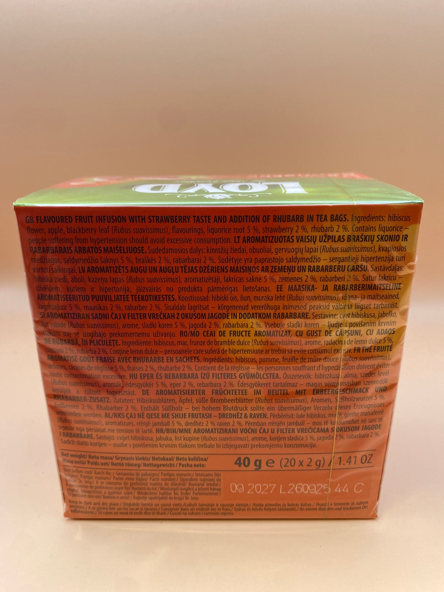 Loyd filteres gyümölcstea eper és rebarbara ízű 40g (20x2g)