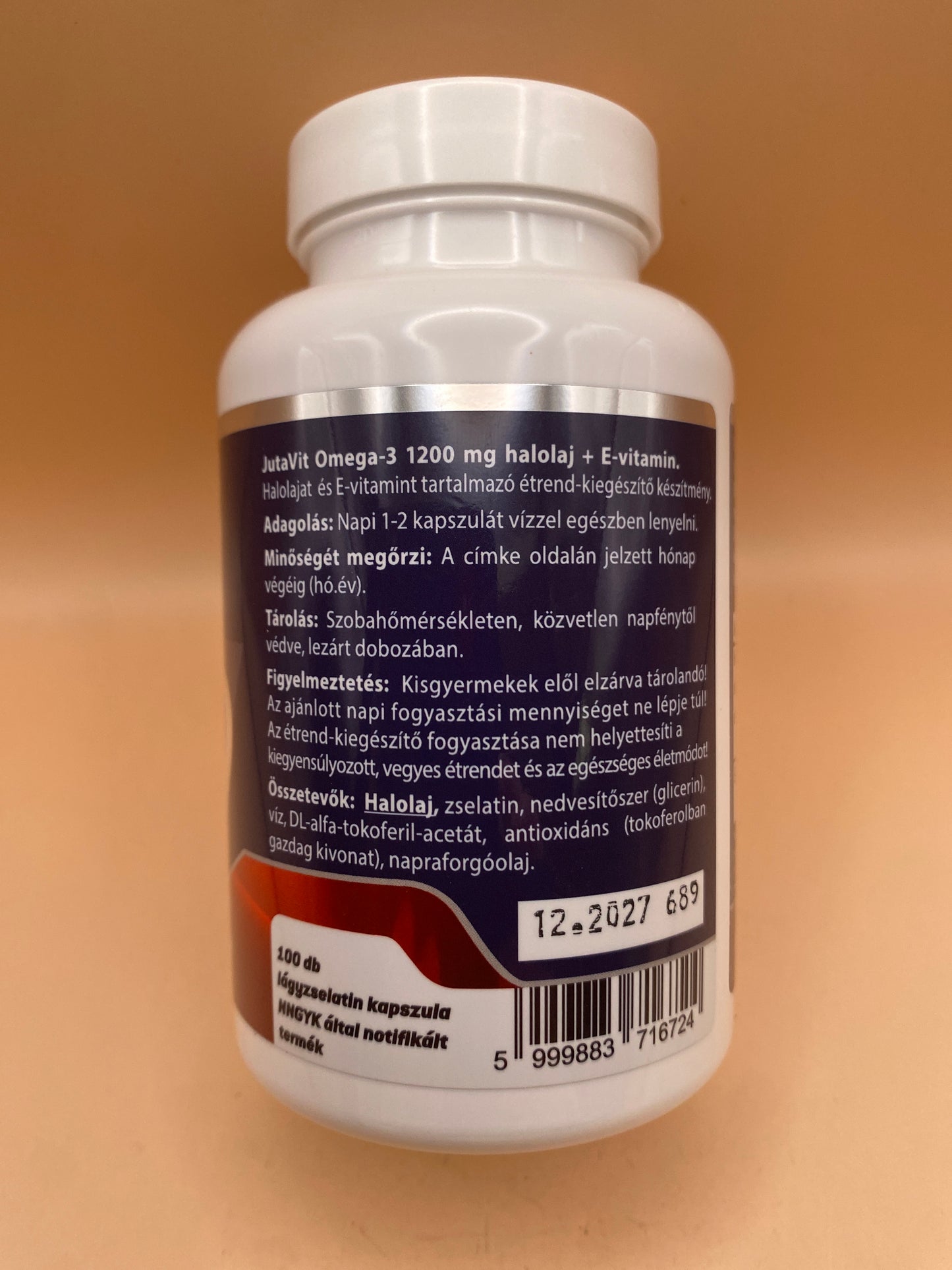 JutaVit Omega-3 1200mg halolaj + E-vitamin 100 darab lágykapszula