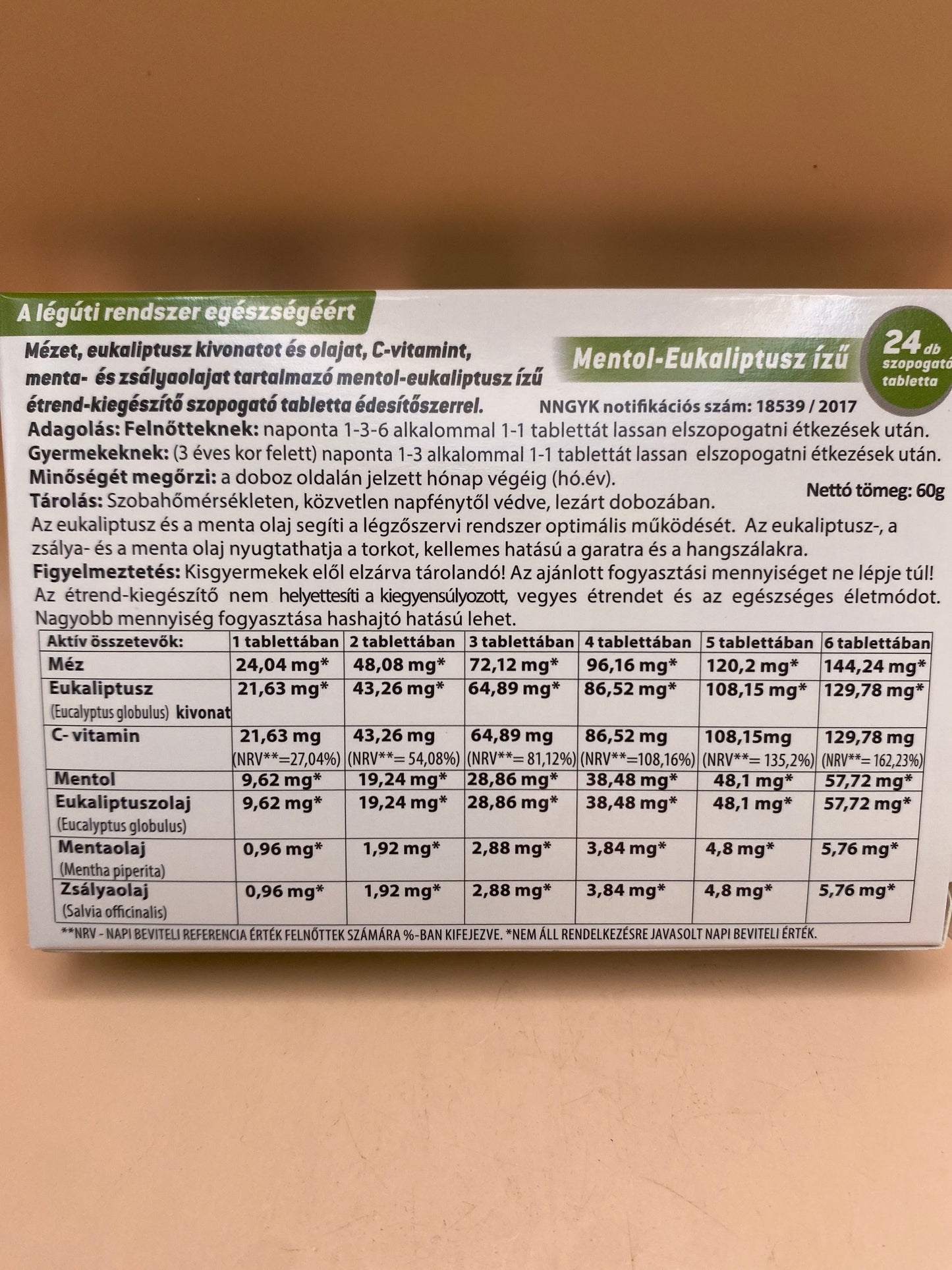 JutaSept szopogató tabletta 24 darab Mentol-eukaliptusz ízű