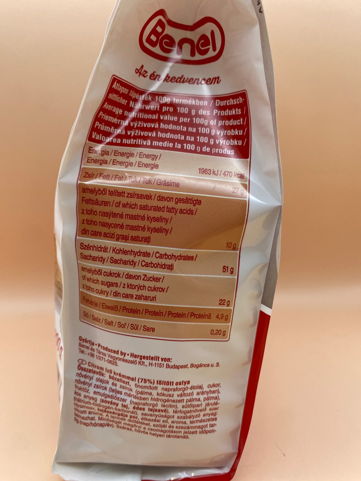 Benti Nápolyi Citrom ízű krémmel töltött ostya 200g