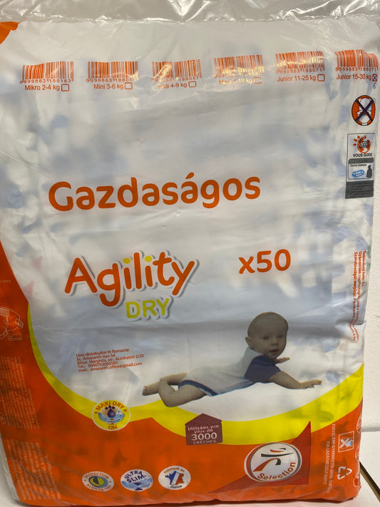 Agility Dry Gazdaságos pelenka Junior 15-30kg 50 darab