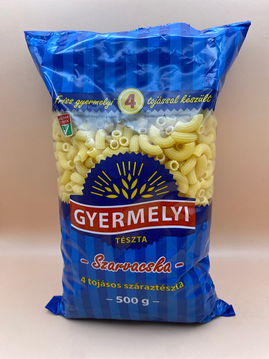 Gyermelyi 4 tojásos száraztészta Szarvacska 500g