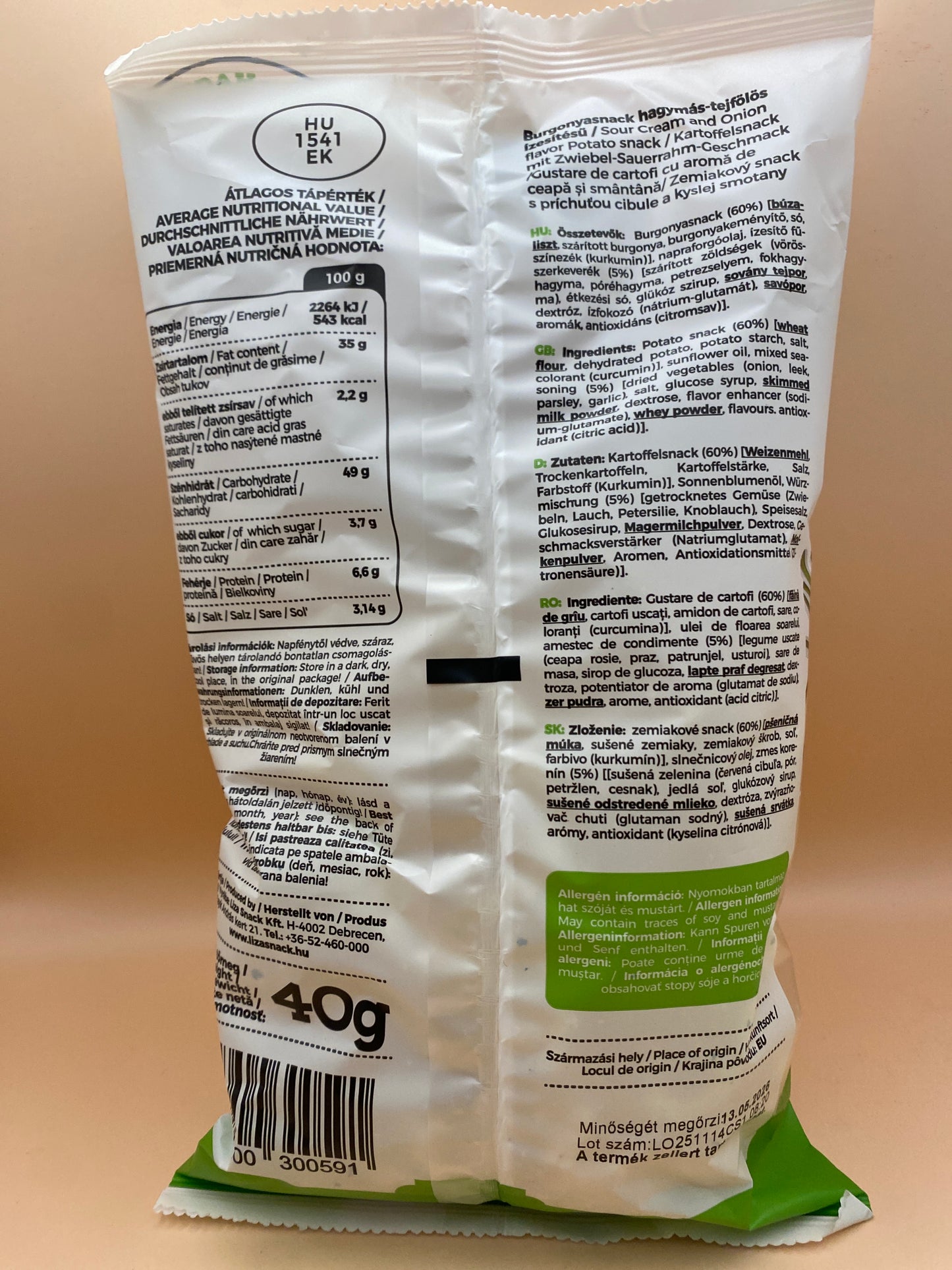 Liza snack Szekérkerék hagymás-tejfölös ízű burgonyasnack 40g